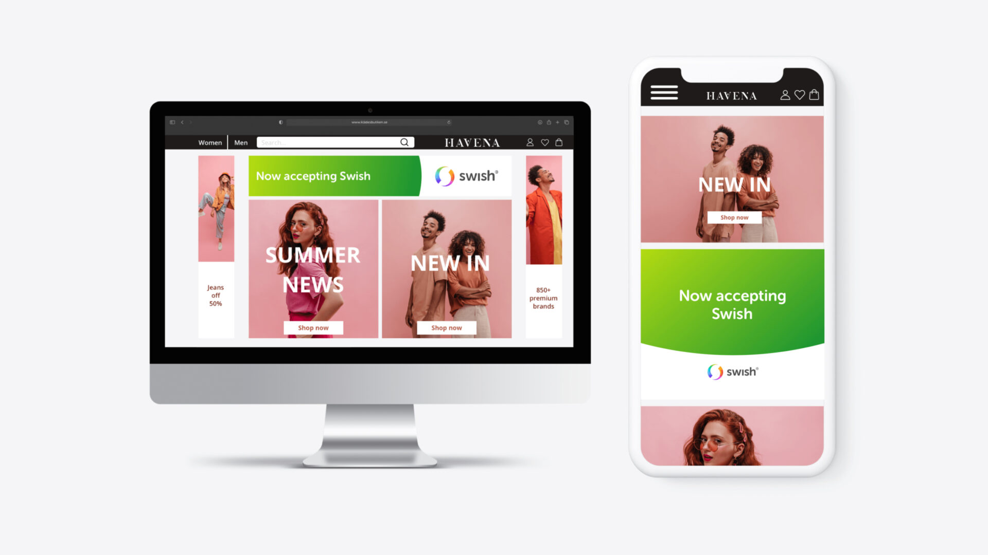 Swish on website Examples of how you can tell your customers that you accept Swish.