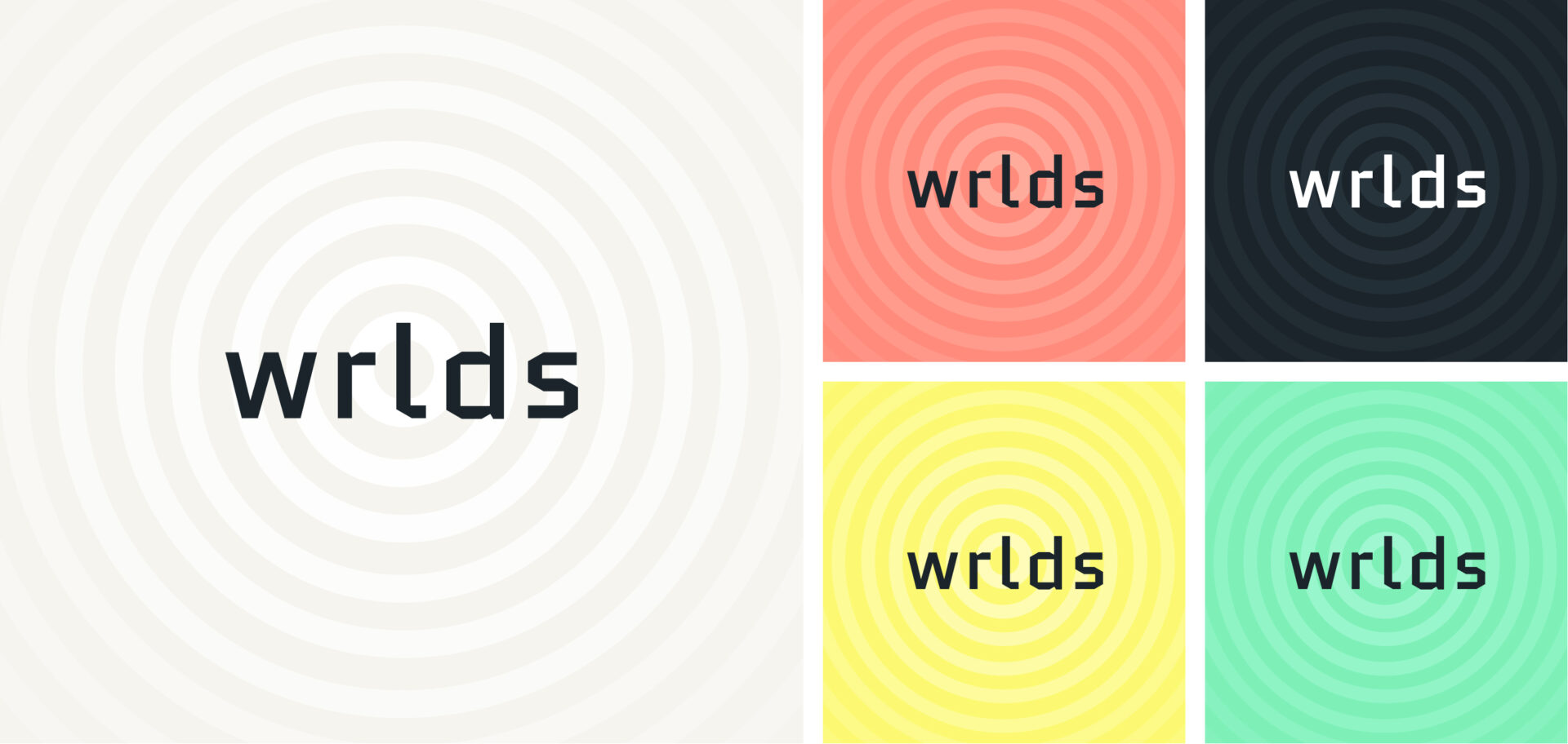 The Wrlds logotype and colors together with the rings creates the identity.