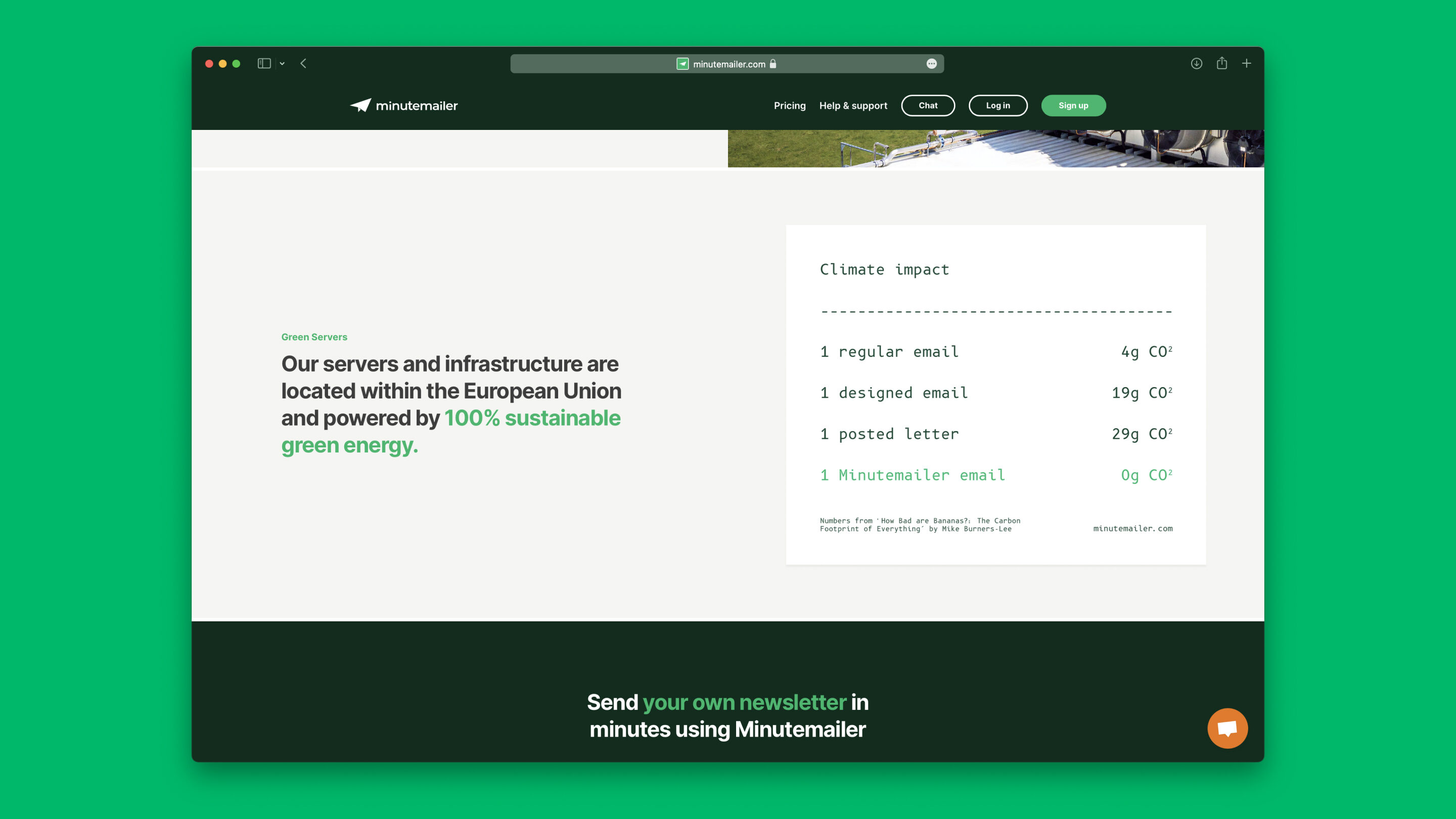 Minutemailer is a green alternative for sending climate friendly emails and newsletters.