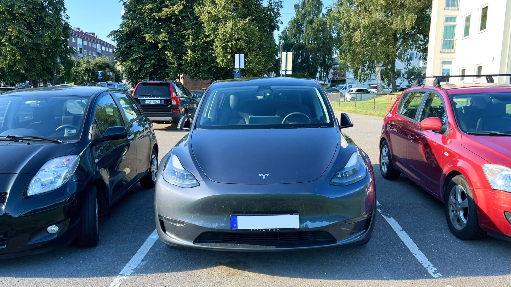 Parked Tesla Model Y Long Range 2021